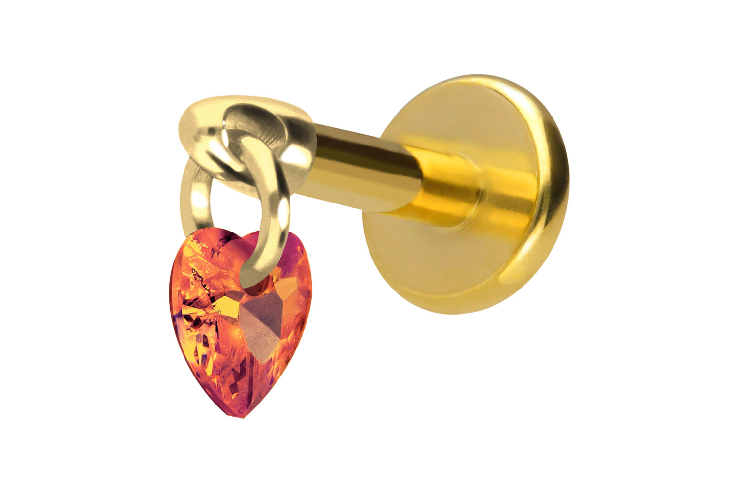 Titan Labret Piercing mit Innengewinde KRISTALLHERZ